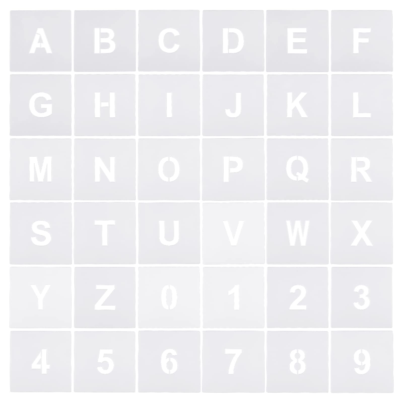 PATIKIL 1 Inch Letter Number Stencils, 36 Pack 2.5" Width Reusable Plastic Alphabet Numbers Templates Set for Painting, White