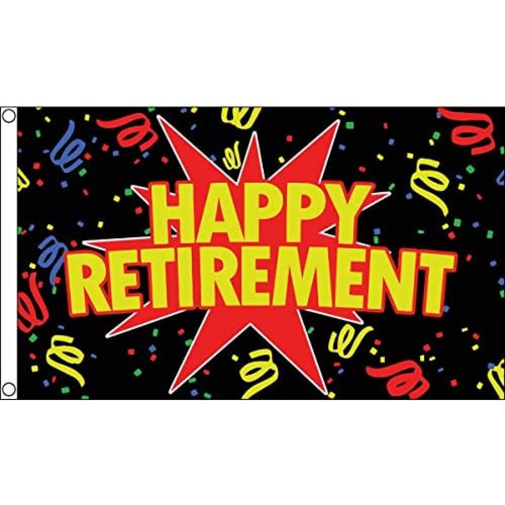 AZ FLAG - Happy Retirement Black Flag - 3x5 Ft - 100D Polyester Retirement Party Banner with Two Metal Grommets - Fade Resistant - Vivid Colors - 3' x 5' Feet - 150x90 Cm