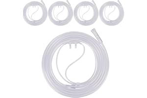 Nasal Oxygen Cannulas, 5 Packs High Flow Cannula with Soft Curved Nose Piece, Lightweight with 7Ft(2.1M) Kink Resistant Long 