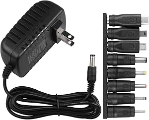 DC 5V 2A 2000mA Power Supply Cord Charger 10W AC Adapter with 8 Selectable Multiple Switching Connectors for TV Box LED Lights Strip Tablets Webcam Camera Speaker Router Transformer ect