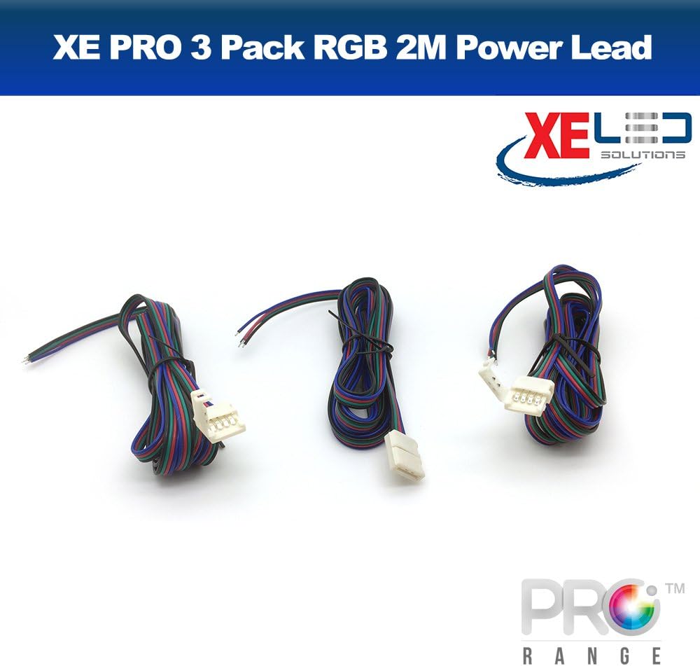 XE LED Solutions™ 3PK - RGB 4 Pin LED Strip PCB Snap Connector with 2 Meter leads