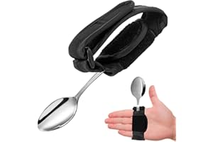 JFHNMLW Universal Cuff Utensil Adjustable Holder Strap for Hand Grip, Adaptive Utensils Aids Spoon Fork Holder Strip, for Parkinson and Weak Grip Patient Disabled Adaptive Equipment