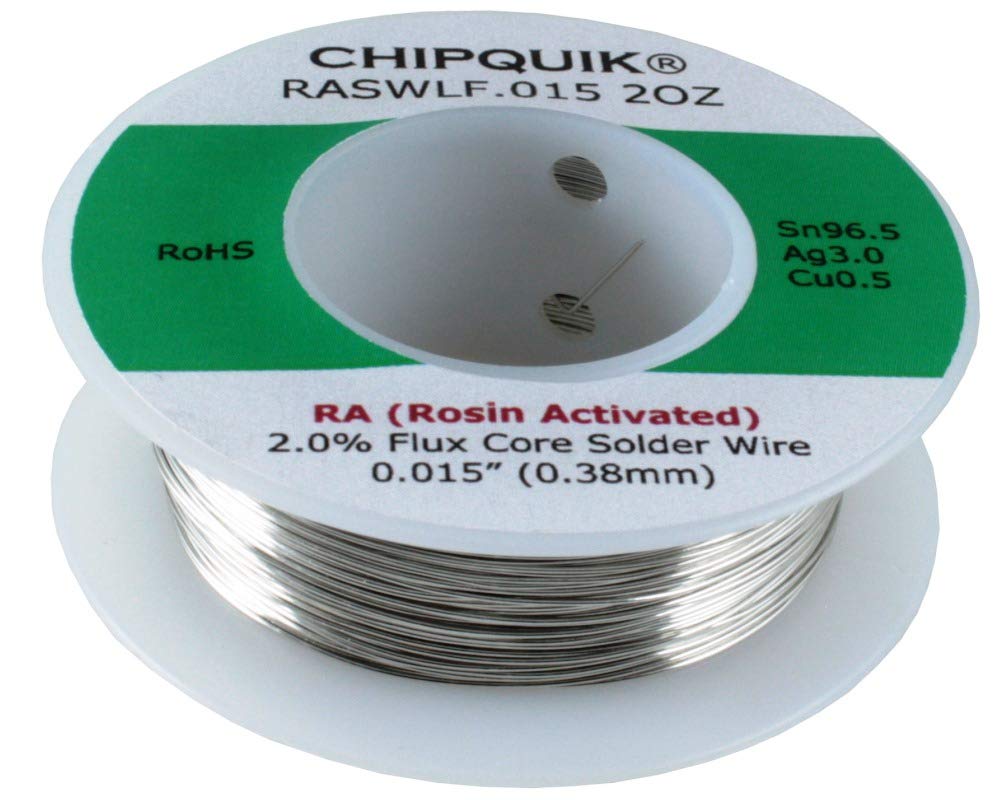 LF Solder Wire 96.5/3/0.5 Tin/Silver/Copper Rosin Activated .015 2oz