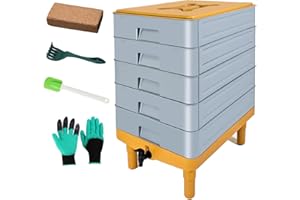 TOP XIAN 5-Tray Worm Composter,100L Large Compost Bin for Vermicomposting Starter, Indoor & Outdoor Worm Farm Composting Bin, Worms Compost Bin for Recycling Food Waste