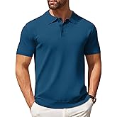 COOFANDY Mens Knit Polo Shirts Casual Short Sleeve Button Down Polo Shirt Classic Golf Shirts