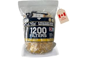 Cut Nic 8 Hole Cigarette Filters - Bulk Economy Pack (1200 Filters Total) Including 4 Travel Cases