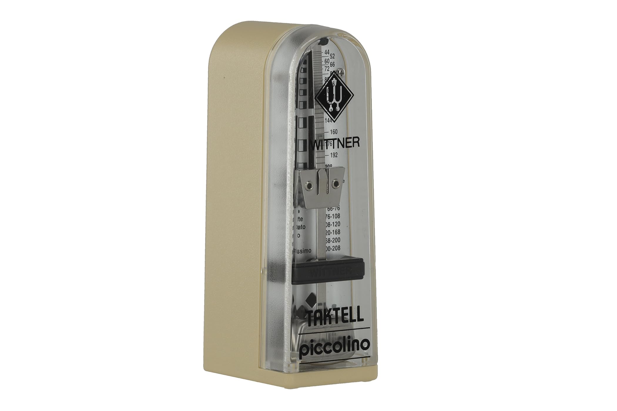 Wittner Metronome Taktell Piccolino Series 890 - Plastic casing - Without bell - Ivory coloured - Mechanical winding - No batteries required - Made in Germany