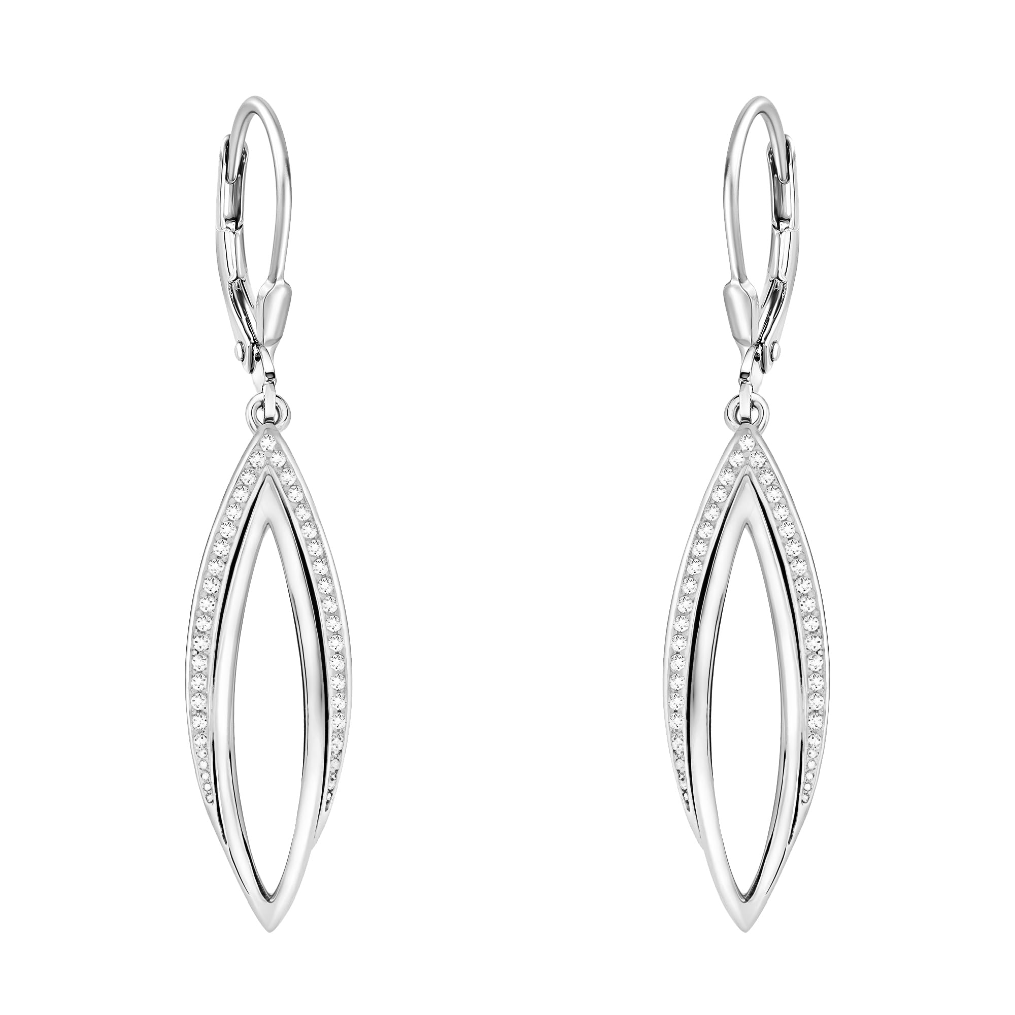 SOFIA MILANI - Women's Earrings 925 Silver - with Zirconia Stones - Oval Dangle Earrings - 20564