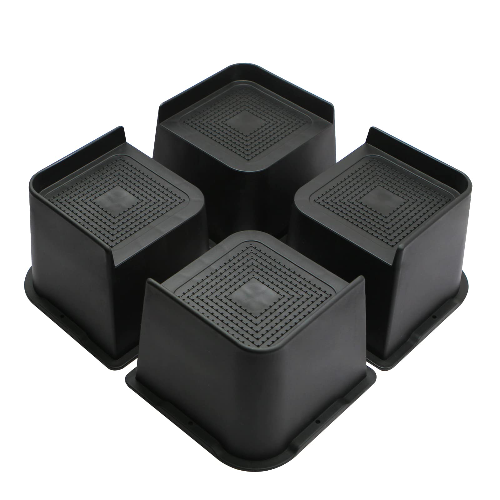 Photo 1 of MYMULIKE Bed Risers Heavy Duty, Oversized Furniture Risers, Support Up to 6000 Lbs, Lift 4 inch for Couch, Sofa, Table,Chair (Black 4 Pack, 4 inch)