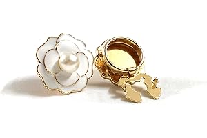 Climple Button Covers for Women Blouses Cufflinks with Camellia Flower & Faux Pearl - Golden Base Rose Cufflinks Button Covers for Mens Dress Shirt, Tux Shirt