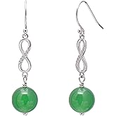 925 Sterling Silver Infinity Earrings Crystal Gemstone Ball Dangle Earrings for Women