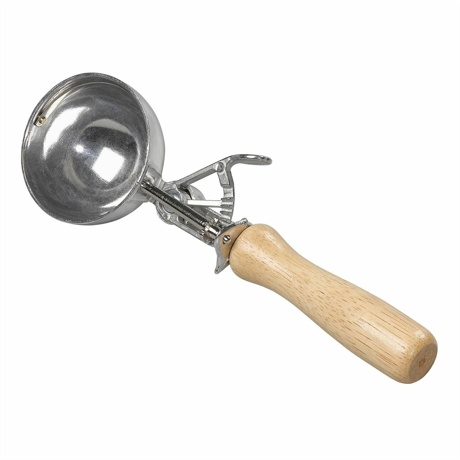 Tala Pull Handle Food Scoop, Traditional Style with Wooden Handle, Perfect for Serving Sized portions of Ice Cream, Mashed Potato and Many Other Foods, Dishwasher Safe