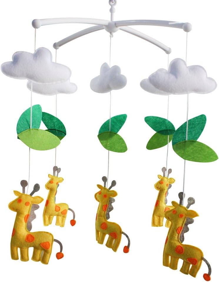 Mobile Crib with Lovely Giraffes, Baby Musical Mobile Sweet Dreams Evening