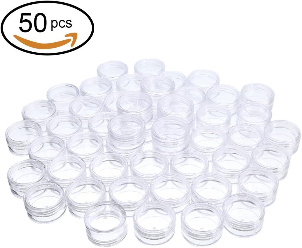 RXBC2011 Pack of 50 Cosmetic Jars Empty Plastic 5 Gram Makeup Containers (Clear)