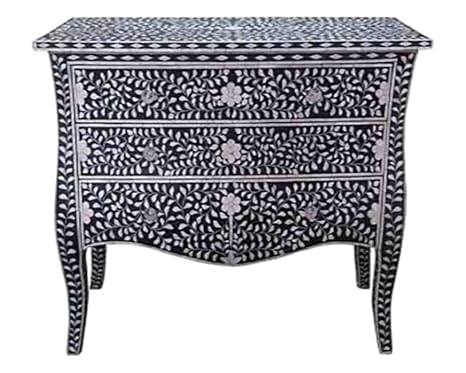Bone Inlay Furniture Black Moroccan Dresser Sideboard Three 3