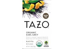 TAZO Organic Earl Grey Tea Bags, Black tea with Caffeine, 16 Total Tea Bags
