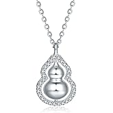 ZHOU LIU FU Pendant Necklaces for Women Silver Gourd Cubic Zirconia Chain Necklace Rotatable Dainty Necklace Gifts Mom Mother Lover