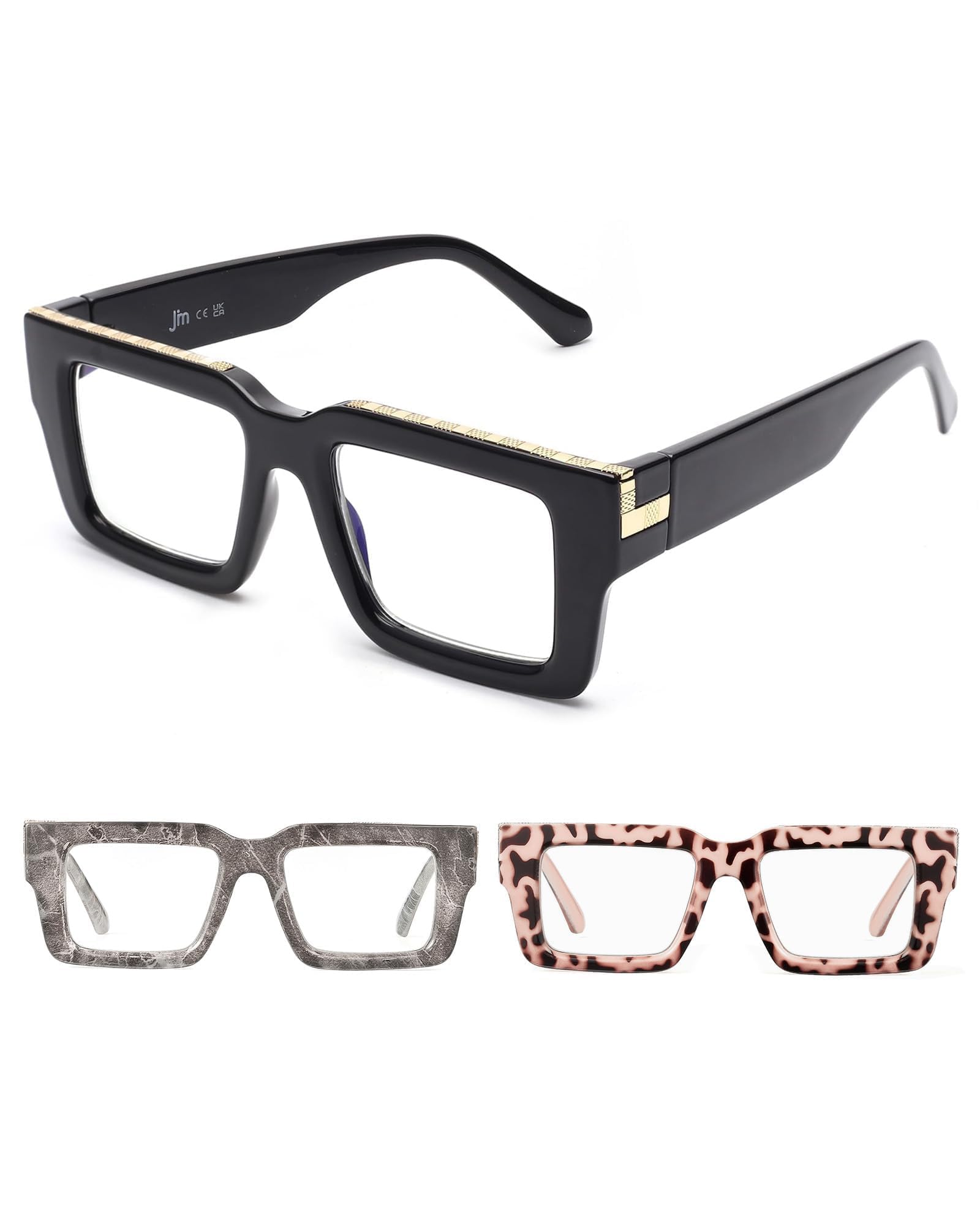 Photo 1 of JM Oprah Style Reading Glasses for Women Men with Spring Hinge, Fashion Oversized Square Blue Light Blocking Readers 3 Pack 1.0