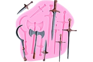 YIHUOMOLDS Weapon Sword Silicone Mold Axe Chocolate Fondant Mold for Sugar Cake Decorating Cupcake Topper Candy Gum Paste Pol