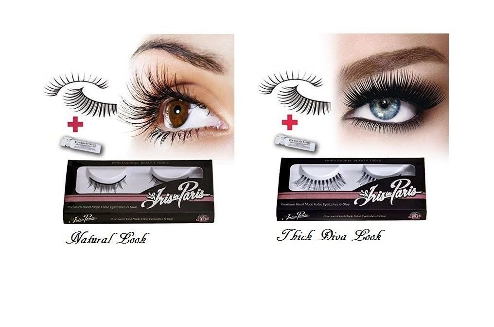 Professional False Eyelashes with Glue Set By Iris in Paris Thin and