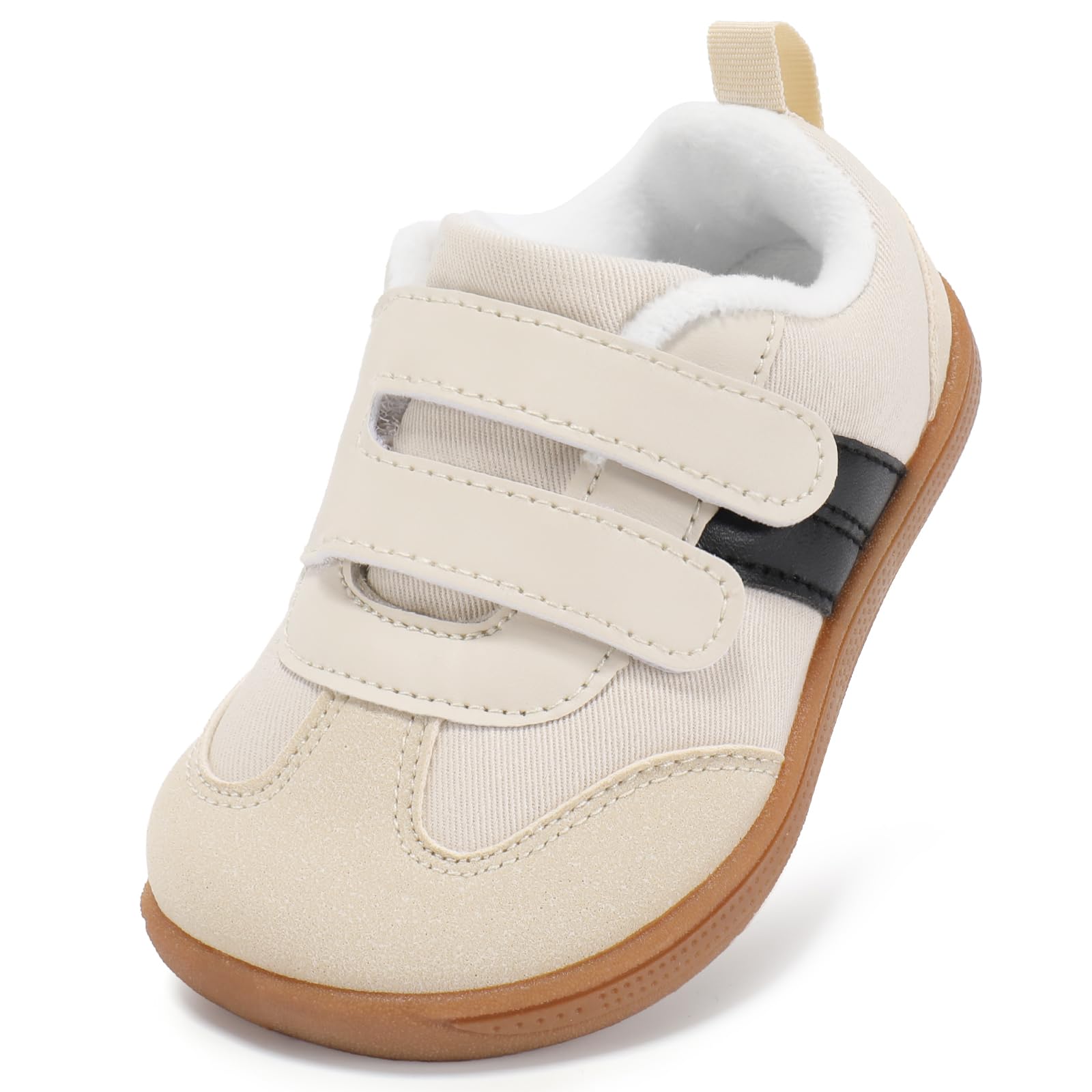 STQ KIDS Toddler Shoes Lined:Winter Barefoot Beige White Lined Toddler 10 Image