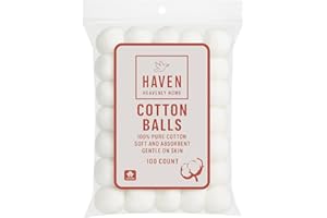 Premium Ultra Soft Cotton Balls (100 Count), Super Absorbent, Gentle for Beauty, Skincare, Biodegradeable, Hypoallergenic, 10