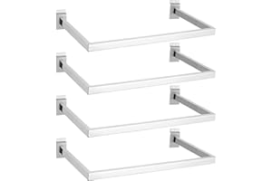 Unittype 4 Pcs U Shaped Hangrail for Slatwall 24 Inch Tubing Hangrail Rectangular Tubing Metal Slat Hanger Wall Accessory for Retail Displays Bracket Clothing Rack Home Use (Silver)