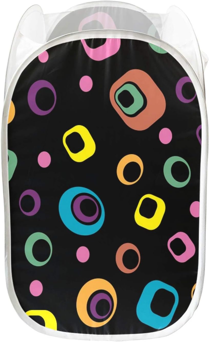 Cestas de lavandería resistentes Resumen Retro 60s 70s Círculos