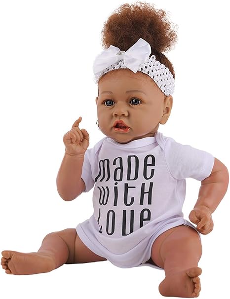 Amazon Co Jp 黒い肌黒いアフリカの人形58cm23インチ生まれ変わった赤ちゃん人形フルシリコンボディリアルな手作り手作り生まれ変わった 赤ちゃん幼児の女の子マグネットスーザークリスマスギフト ホーム キッチン
