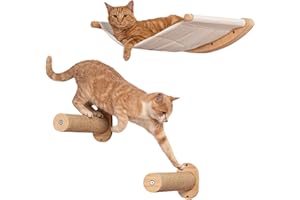 Cat Hammock Wall Mounted Cat Shelf with Two Steps - Cat Wall Shelves and Perches for Sleeping, Playing, Climbing Cat Bed & Fu