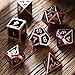 TecUnite 7 Die Metal Polyhedral Dice Set DND Role Playing Game Dice Set with Storage Bag for RPG Dungeons and Dragons D&D Math Teaching (Shiny Copper and Black)