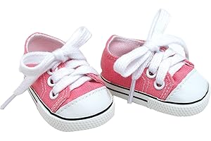 Sophia's Pink Canvas Sneaker with Laces and Imitation Leather Toe Cap Shoes Accessory for 18" Dolls, Light Pink