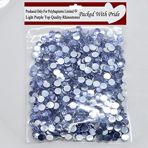 PACK OF 2,000 LIGHT PURPLE - 3mm Top Quality Flat Back Rhinestone Diamanté Gems 21 Colours Available In Many Quantities - These Stones Are Manufactured And Factory Sealed Only For Polybagstores Limited® (Pack of 2,000, Light Purple)