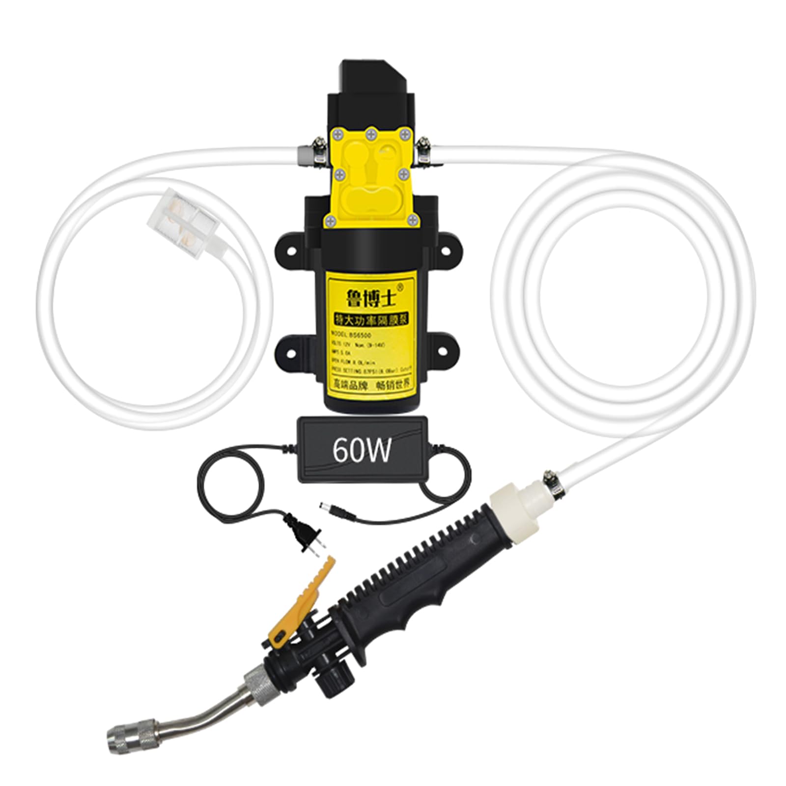 Photo 1 of 12V Portable Intelligent Electric Pressure Washer Pump 60W 8L/min 87PSI Portable Pressure Powerful Washing Kit for Home, Car, Garden, Projects (Yellow)