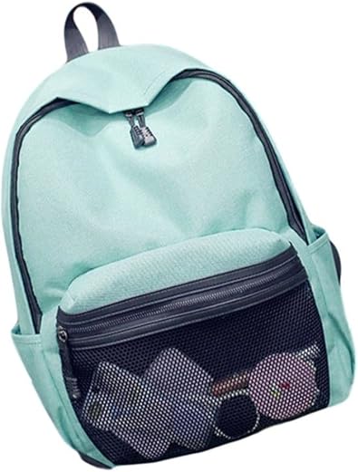 Amazon Co Jp イノセンティア Innocentia 大容量 フロント メッシュ シースルー ポケット ソリッドカラー オリジナル アレンジ 自在 シンプル パックパック リュック メンズ レディース グリーン Free シューズ バッグ