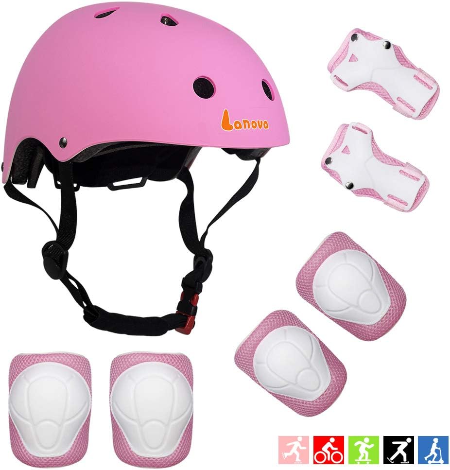 Lanova Toddler Helmet Kids Knee Pads for 2-8 Years Toddler Youth Bike Skateboard Helmet Knee Elbow Wrist Pads for Roller Bicycle Bike Skateboard and Other Extreme Sports Activities