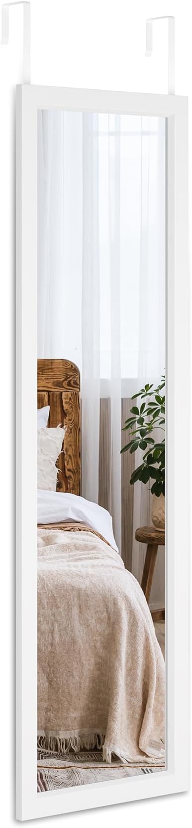 Dripex Over Door Mirror Full Length 110 x 33 cm White Toughened Glass
