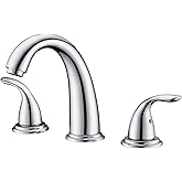 sumerain 2 Handle Widespread Roman Tub Faucet with Valve Chrome Finish, High Flow