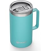 24 Ounces Travel Mug with Handle and Lid, Insulated, Stainless Steel Coffee Mug, Camping Gift for Men and Women, Keep Cold for 9 Hours and Hot for 3