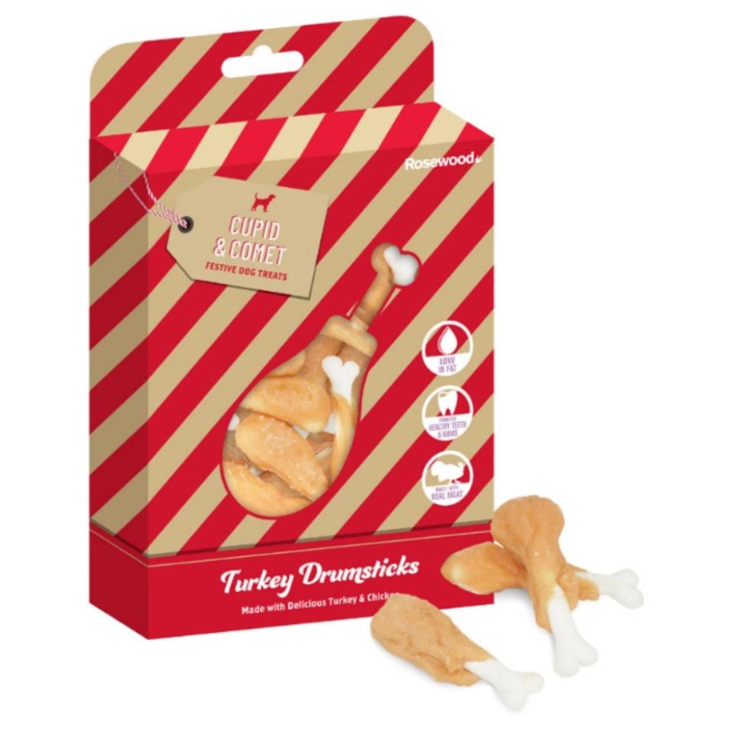 Cupid & Comet Christmas Dog Treats (TURKEY DRUMSTICKS DOG TREATS 160G)
