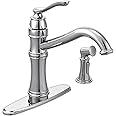 Moen 7245C Belfield Traditional One Handle High Arc Kitchen Faucet with Side Spray and Optional Deckplate Included, Chrome
