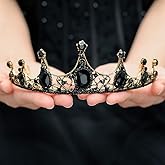 Aceorna Black Crowns and Tiaras Crystal Rhinestones Pricess Crowns Bride Wedding Crown for Women Decorative Bridal Pricess Tiaras Hair Accessories for Halloween Costume Prom Birthday