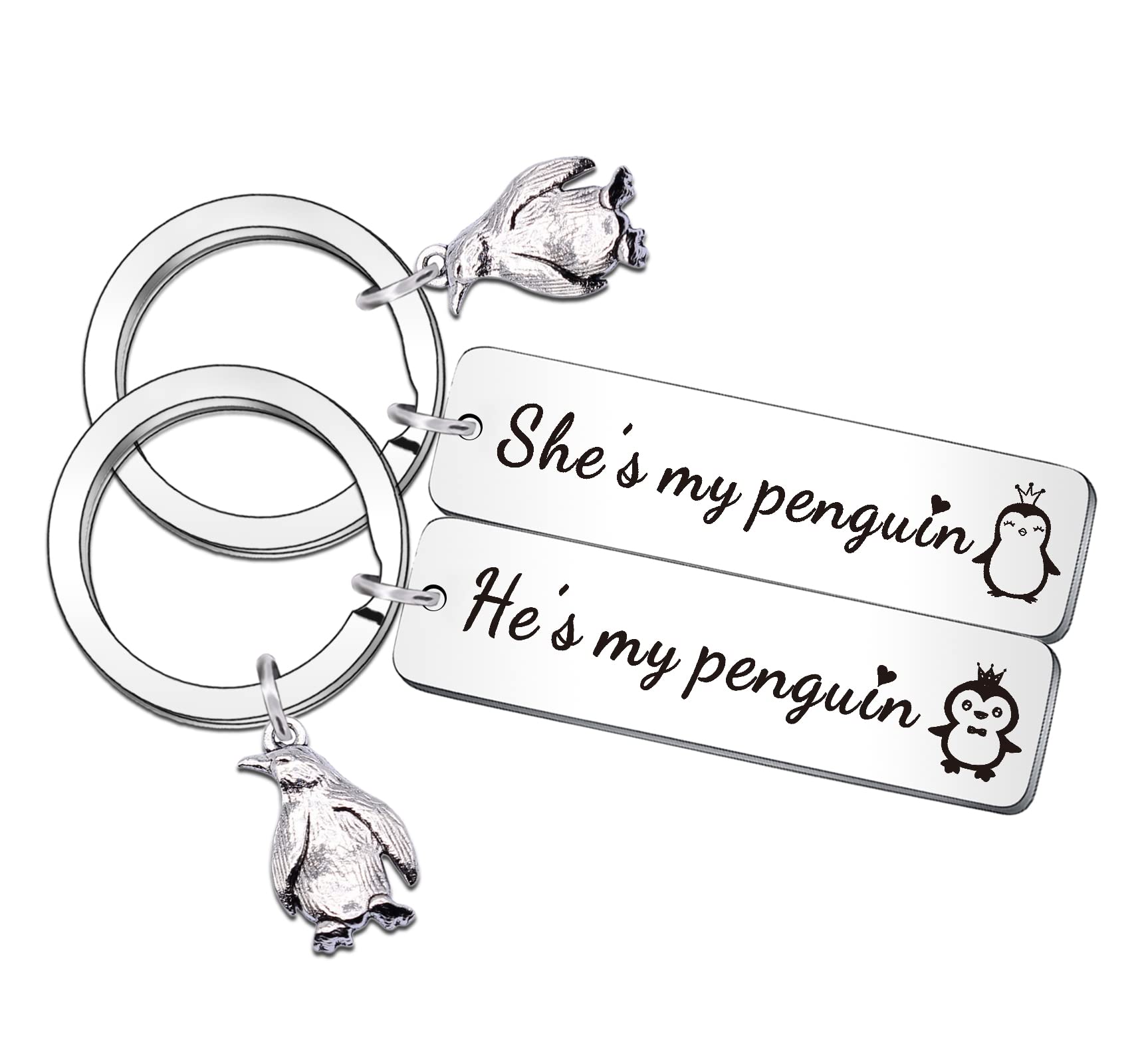 WTOPP 2PCS Penguin Lover Gift Keyring for Couples - Christmas, Wedding for Girlfriend, Boyfriend, Husband, Wife - She's My Penguin
