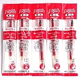 Uni-Ball Signo Broad Point Gel Impact Pen Red Ink Refills, 1.0mm, Set of 5 (Japan import) [Komainu-Dou Original Package]
