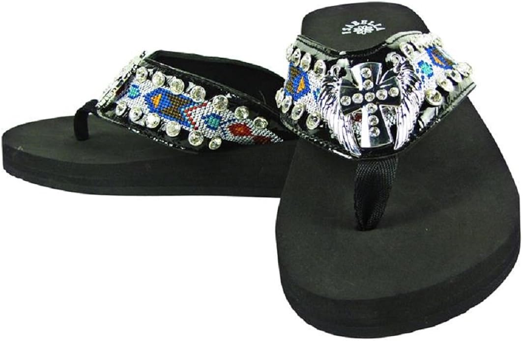 white rhinestone flip flops
