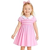 HILEELANG Toddler Girl Short Sleeve Dress Cotton Casual Spring Summer Easter Applique Playwear Dresse Size 2-8 Yeras