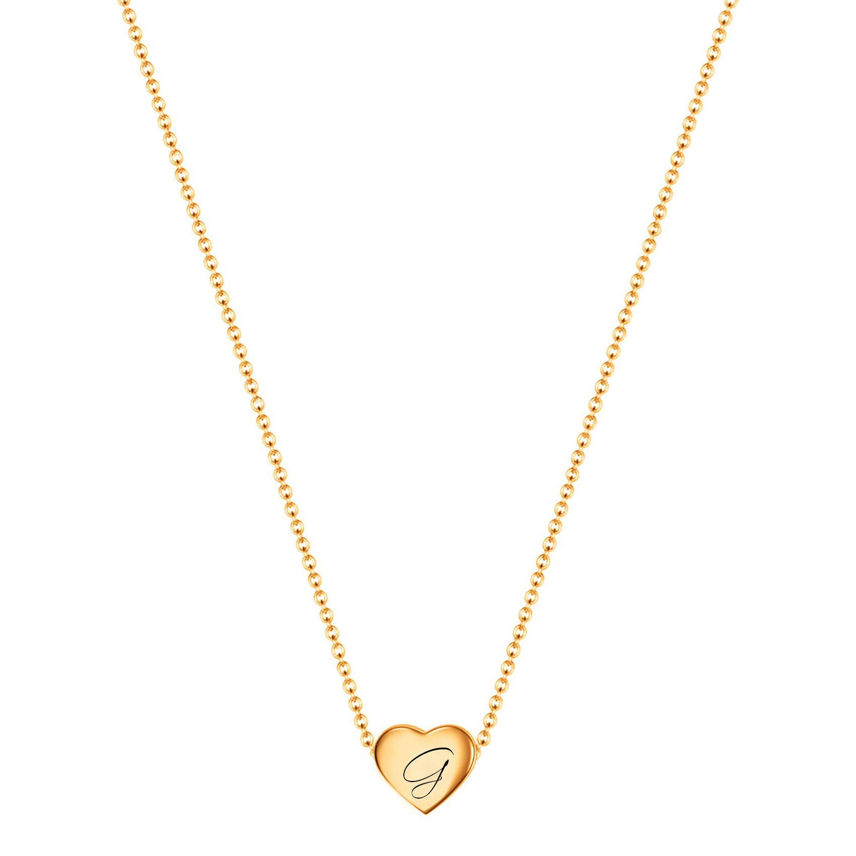 VQYSKO Necklace Ladies Heart Letter Chain-Stainless Steel Name Chains, Exquisitely Small(For Women/Girls/Mom) Birthday Gift, Valentine's Day present (Golden-G)