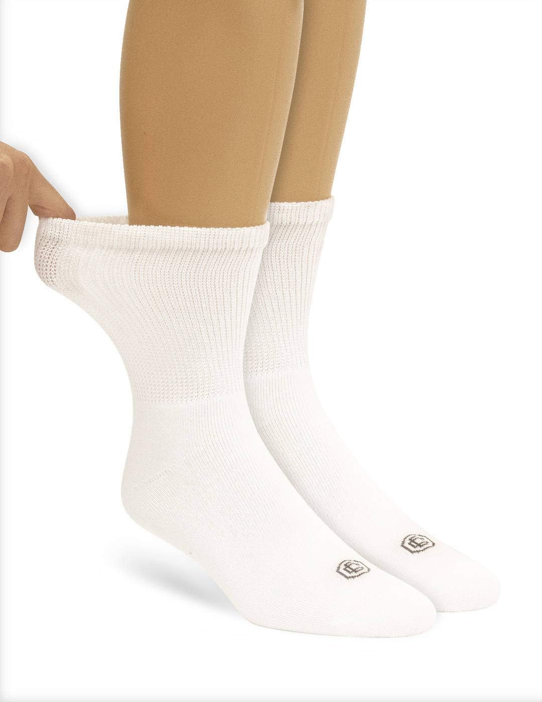 Doctor's Choice Women's Diabetic Crew Socks, Non-Binding, Circulatory, Cushioned, 4 Pack, White, Shoe Size 6-10, Sock Size 9-11: Health & Personal Care