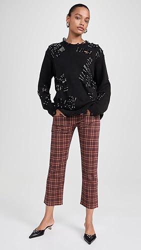 R13 Women's Boy Straight Jeans, Printed Auburn Plaid, 25 in Oman