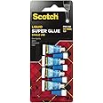 Scotch Super Glue Liquid, 4-Pack of Single-Use Tubes, .017 oz Each, Fast Drying Liquid Formula (AD114)